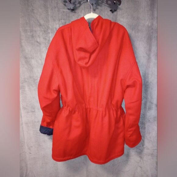 Vintage Boat Works Red Wool Blend Duffle Coat Size Large EUC - Picture 2 of 6